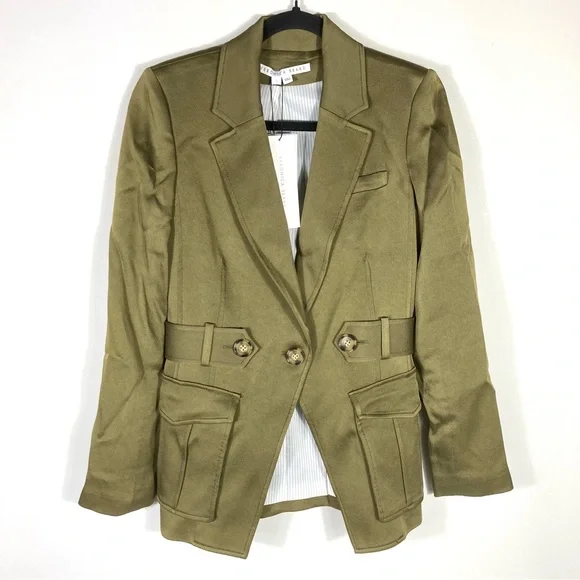 Veronica Beard Myla Dickey Jacket Olive Green Size 0 NWT